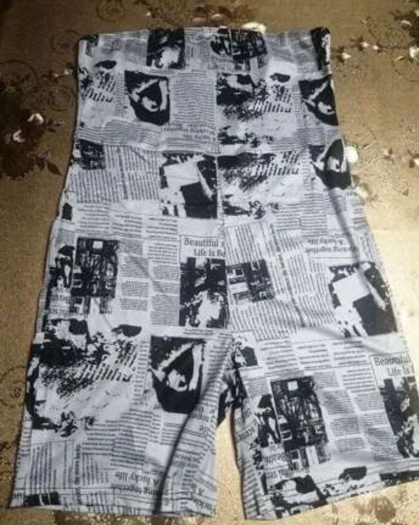 Image of Newspaper Print Tube Unitard Romper