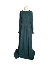 Image 1 of A modest pearl-embellished dress