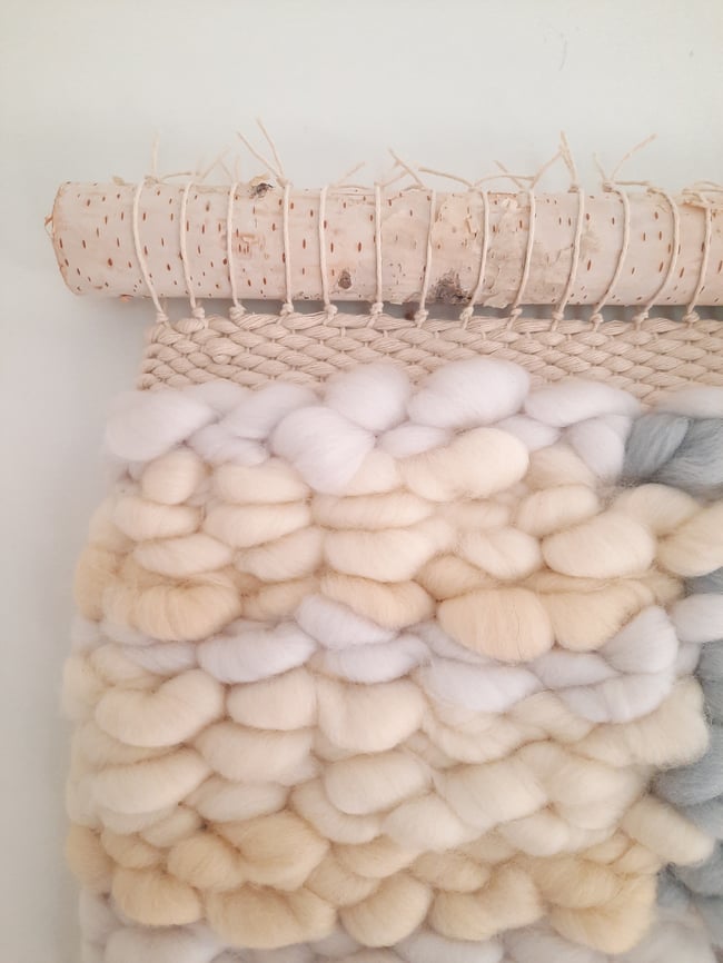 Chimney smoke & the winter day. Woven wall hanging.