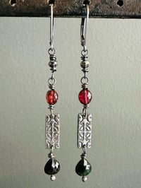 Image 13 of garnet and tourmaline courage charm earrings