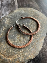 Image 1 of Hammered Copper Hoops