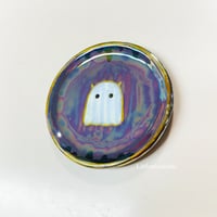 Image 4 of Dark Purple mini ghost trinket dish with rainbow effect (2.5 inches diameter) 