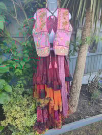 Image 3 of Mykonos Jewelled Waistcoat -Pink Green 6-8 uk