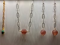 Image 2 of Paper Clip Bliss| Strawberry quartz silver paperclip chain necklace | earrings | bracelet