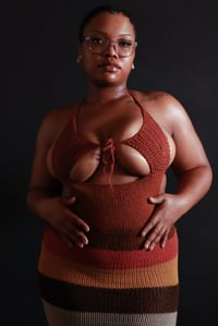 Image 1 of Front Tie Knit Maxi Dress