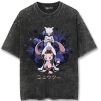 Image 1 of Mew & Mewtwo pokemon oversized washed tshirt 