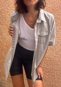 Image 5 of Bad Karma Cropped Tank Top: White - Black