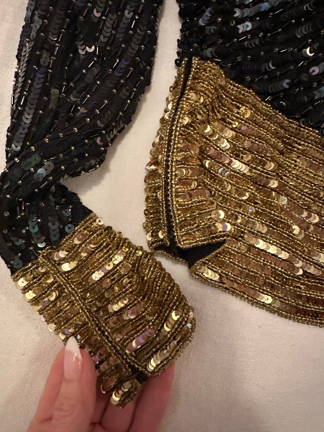 70s Saint Laurent rive gauche noir beaded and silk top