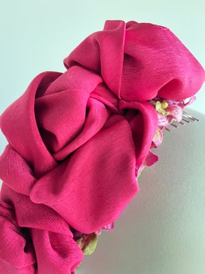 Image of Rose pink Dior rose headpiece 
