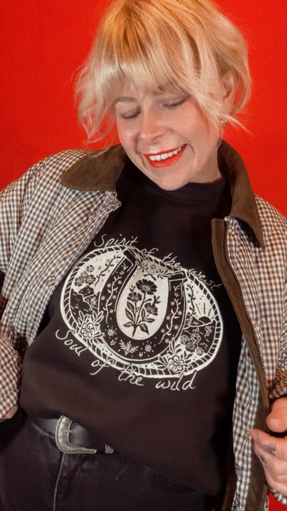 Image of Embroidered spirit of the west, soul of the wild sweatshirt