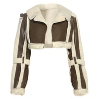Image 10 of Weird Puss Furry Patchwork Women Crop Jacket