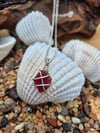 Sterling Silver Wrapped Red Seaglass Necklace 