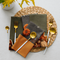 Image 8 of cloth napkins ( Happy Thanksgiving with orange)