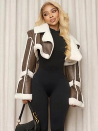 Image 20 of Weird Puss Furry Patchwork Women Crop Jacket