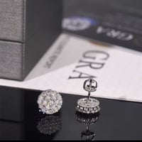 Image 3 of 10mm Hip Hop Round 925 VVS1 Moissanite Earrings 