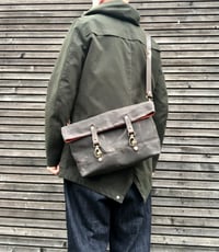 Image 2 of Field bag made in waxed canvas and leather satchel / messenger bag / canvas day bag