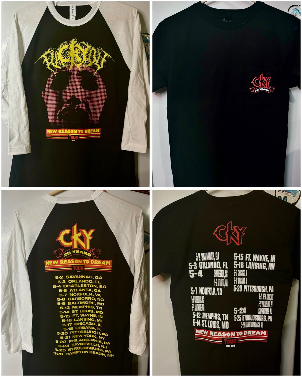 Image of Both CKY 2024 Tour shirts! -blowout- concert jersey and pocket tee - may 2024 25years tour dates