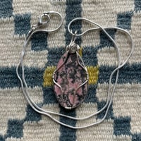 Image 3 of Rhodonite Cabochon Pendant on Necklace 