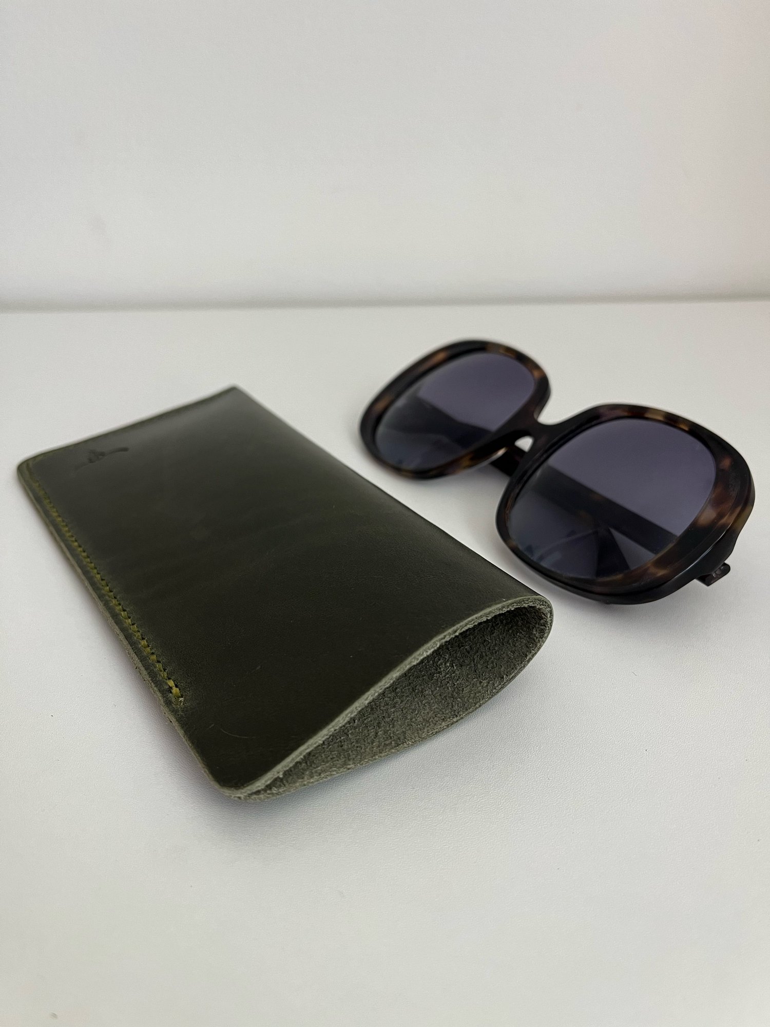 Image of Olive Vachetta Sunglasses Case (olive)