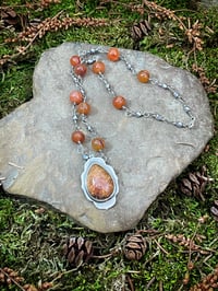 Image 1 of Fossilized Coral and Carnelian Necklace