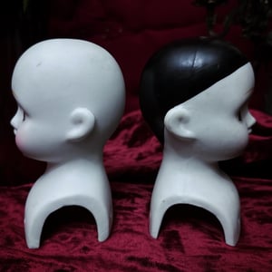 Image of Pair of Porcelain Bisque Doll Heads 