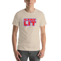 Image 1 of STAY LIT RED/BLUE TRIM Short-Sleeve Unisex T-Shirt
