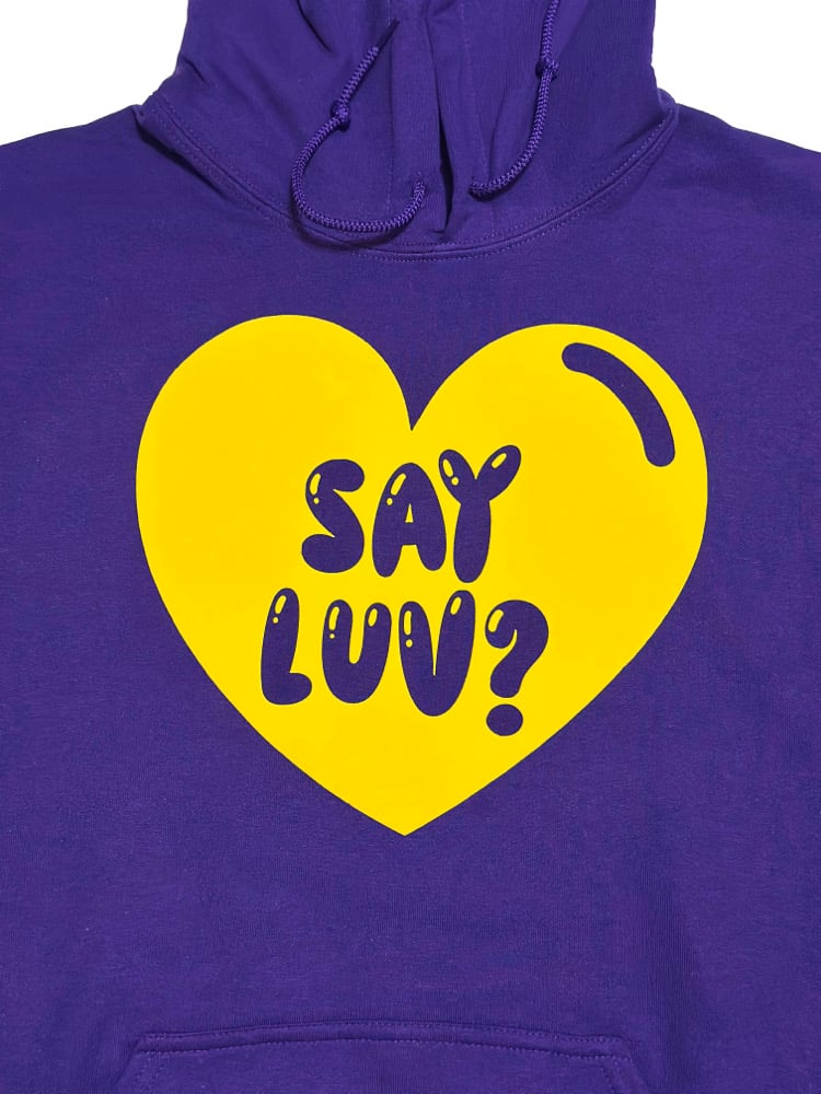 Image of Say Luv? Mardi Gras Hoodie.