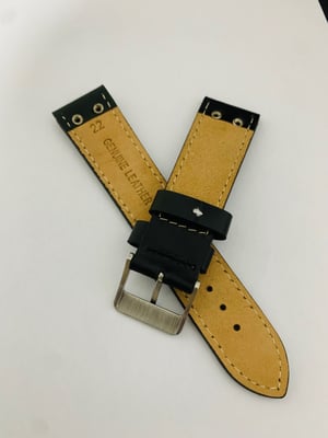 Image of Heavy duty stitched leather Gents watch strap,Genuine Fortis S/S buckle.22mm(FT-05)