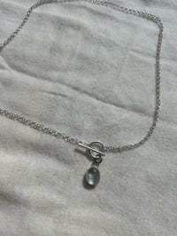 Image 2 of Baby Blue Sea Glass Toggle Chain Necklace