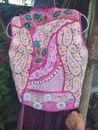 Image 8 of Mykonos Jewelled Waistcoat -Pink Green 6-8 uk