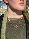 Red & White Apple Beaded Necklace