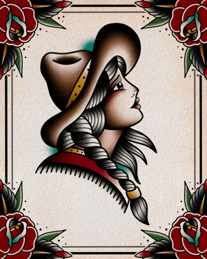 Image of COWGIRL TEMPORARY TATTOO - LARGE