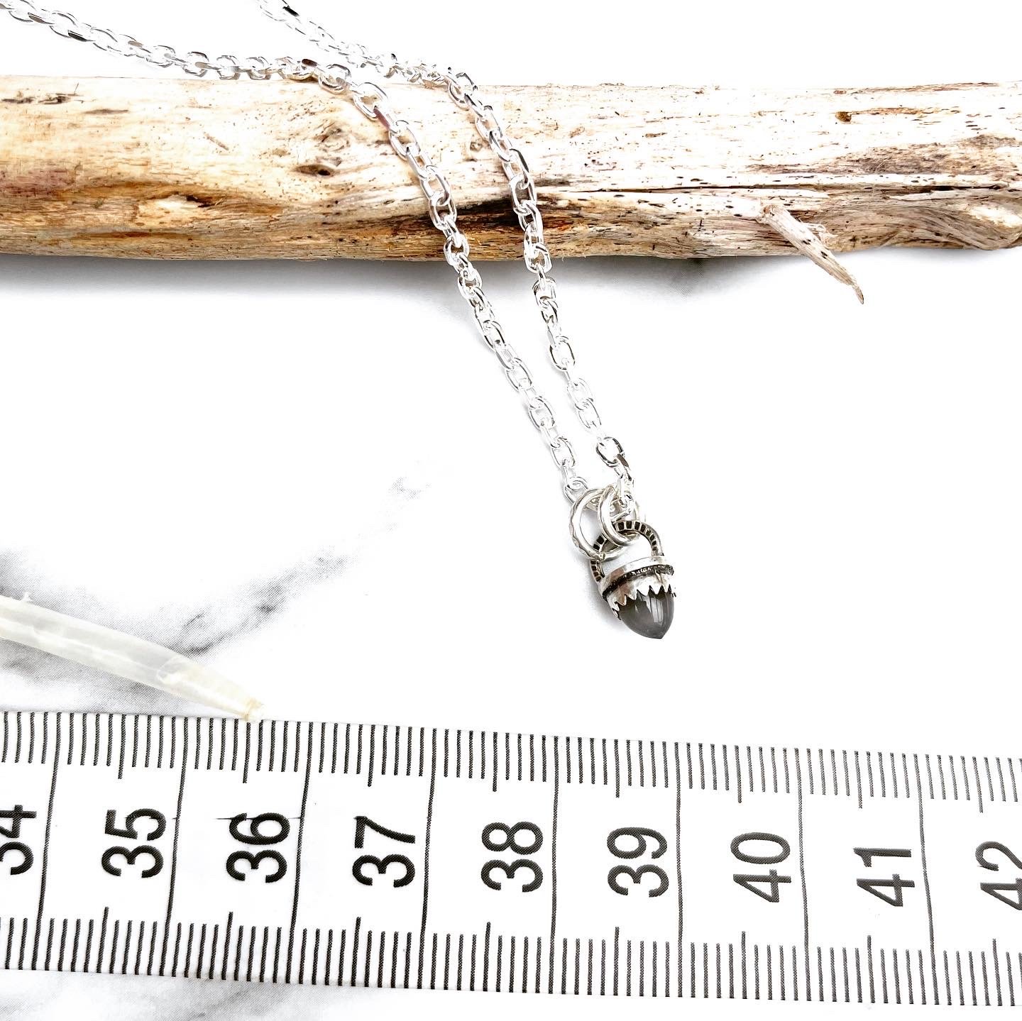 Image of Handmade Sterling Silver Grey Moonstone Bullet Point Pendant 925