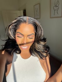 Image 3 of 14 inch 'M' shaped LAGOS HAIRLINE 5x5 HD LACE CLOSURE WIG with BLONDE HIGHLIGHTS
