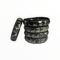 Black Splatter Studded Bracelet (Single Layered)