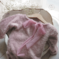 Image 3 of Photoshoot sitter set - Dusty Pink Bunny- fluffy - size 12 months