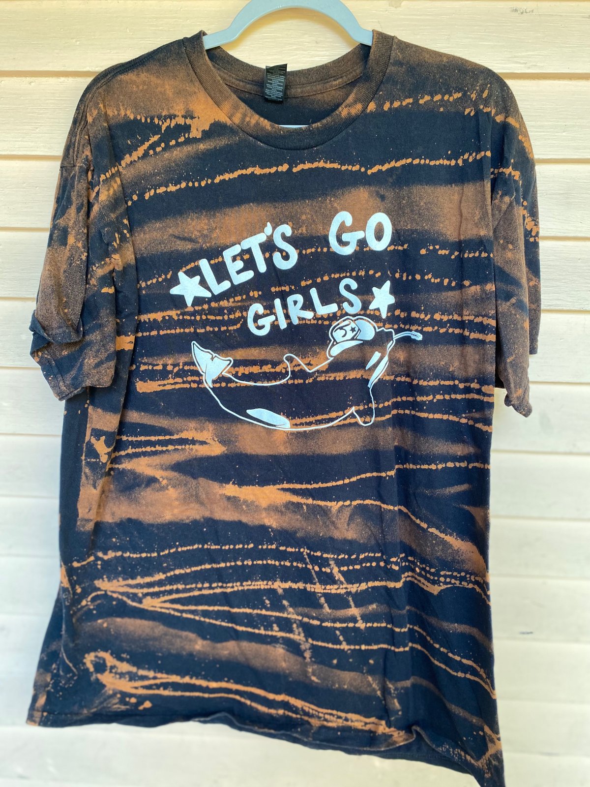 Image of XL Lets Go Girls Orca Bleach Dye Shirt 1