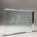 Birds on a wire glass block 