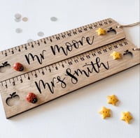 Personalised Oak Ruler Decoration – Hand-Lettered Wooden Teacher Gift