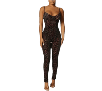 Image 3 of Leopard Print Mesh Jumpsuit 