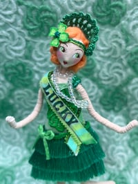 Image 4 of Lucky Irish flapper girl, miniature art doll figure