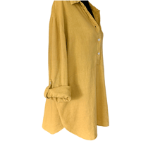 Image 3 of Yellow Tahari Linen Button Up Shirt Dress Tunic - Size L -Beach 