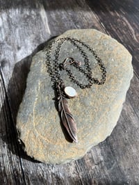 Image 1 of Moonlight & Feather Charm Necklace