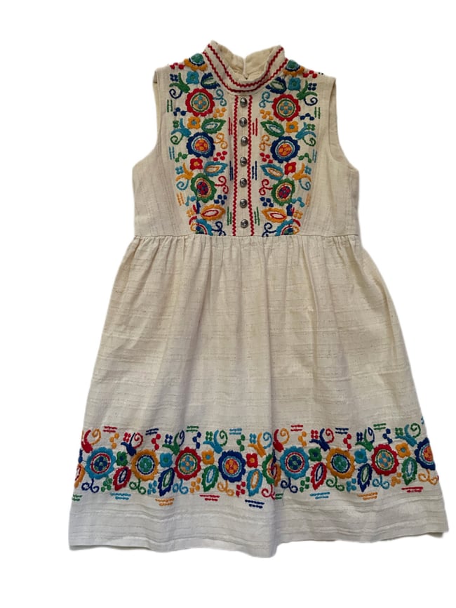 late 60s cotton muslin embroidered mini dress