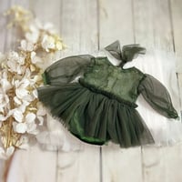 Image 1 of Newborn girls body-dress - green