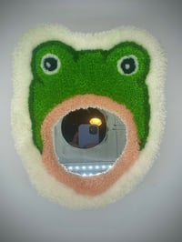 Image 1 of Cute Frog Head Tufted Wall Mirror