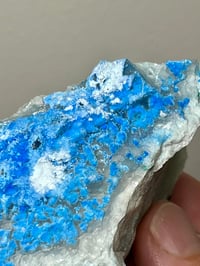 Image 17 of Rare Cyanotrichite On Green Fluorite Matrix Specimen | Guizhou China #2873