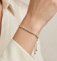 Image 2 of     Golden Tennis Elegance Bracelet – 18K Gold Plated Brass