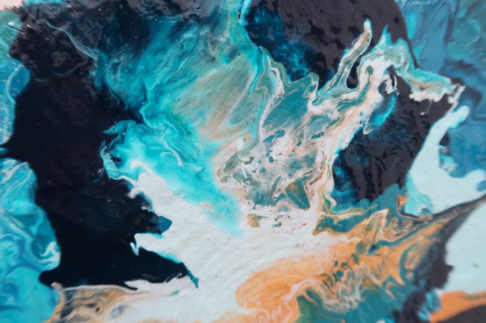 Image of Acrylic Pour on Wood- Seascape