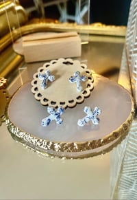 Image 1 of Floral Talavera Cross Studs